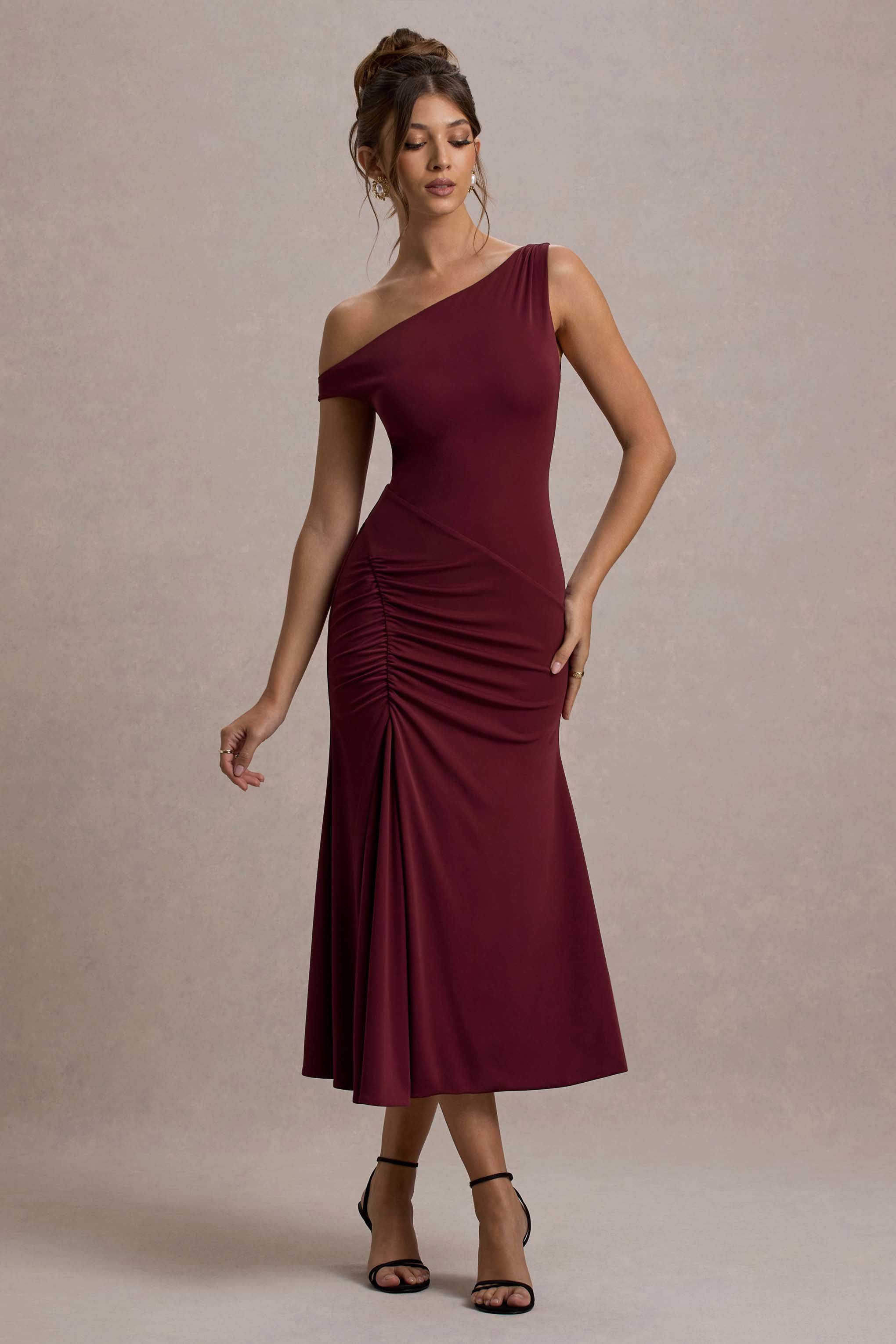 Kerensa Port One-Shoulder Midi Dress