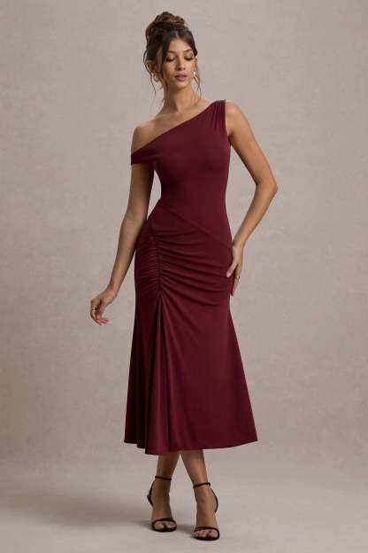 Kerensa Port One-Shoulder Midi Dress