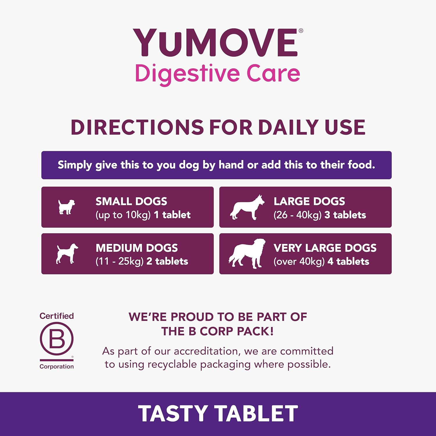 YuMOVE Digestive Care | Dog Pre+Probiotic for Gut Health | 120 Tablets | Eco-Friendly Packaging