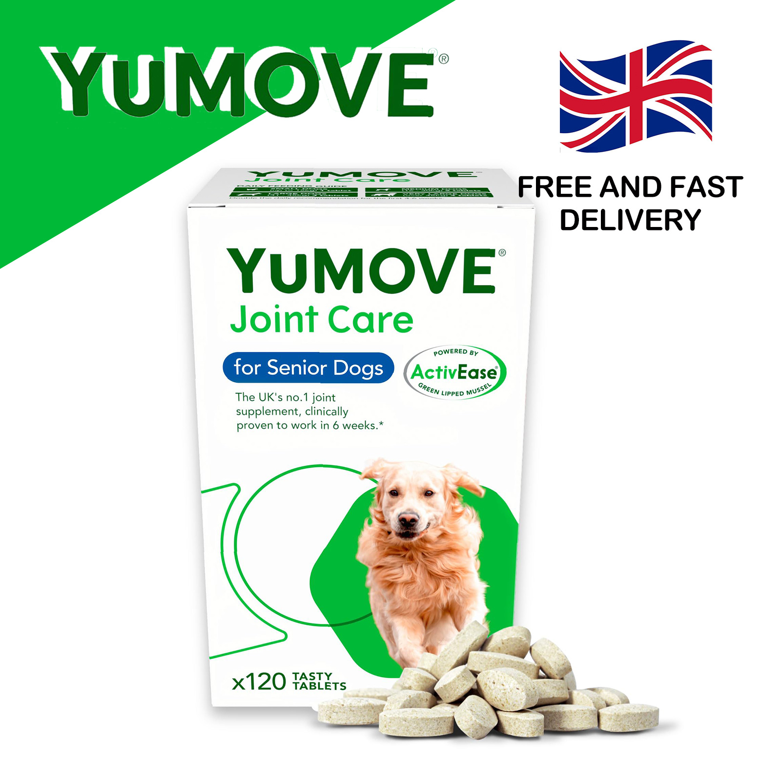 YuMOVE Joint Care for Senior Dogs, 120 Tablets | High Strength Joint Supplement for Older, Stiff Dogs 
