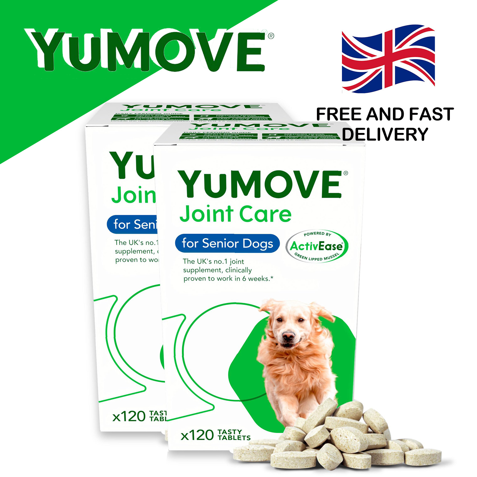 YuMOVE Joint Care for Senior Dogs, 120 Tablets | High Strength Joint Supplement for Older, Stiff Dogs 