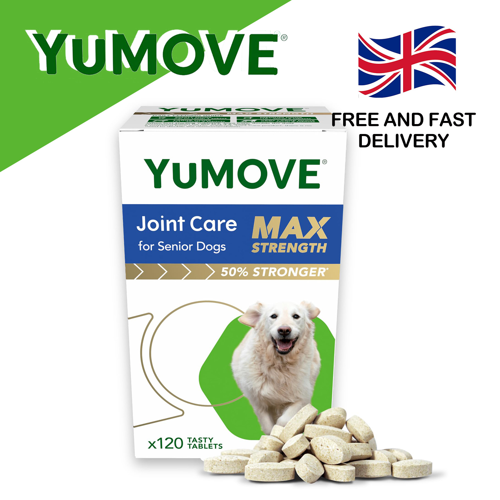 YuMOVE Joint Care PLUS MAX Strength for Senior Dogs, 120 Tablets | Maximum Strength Joint Supplement for Older, Stiff Dogs