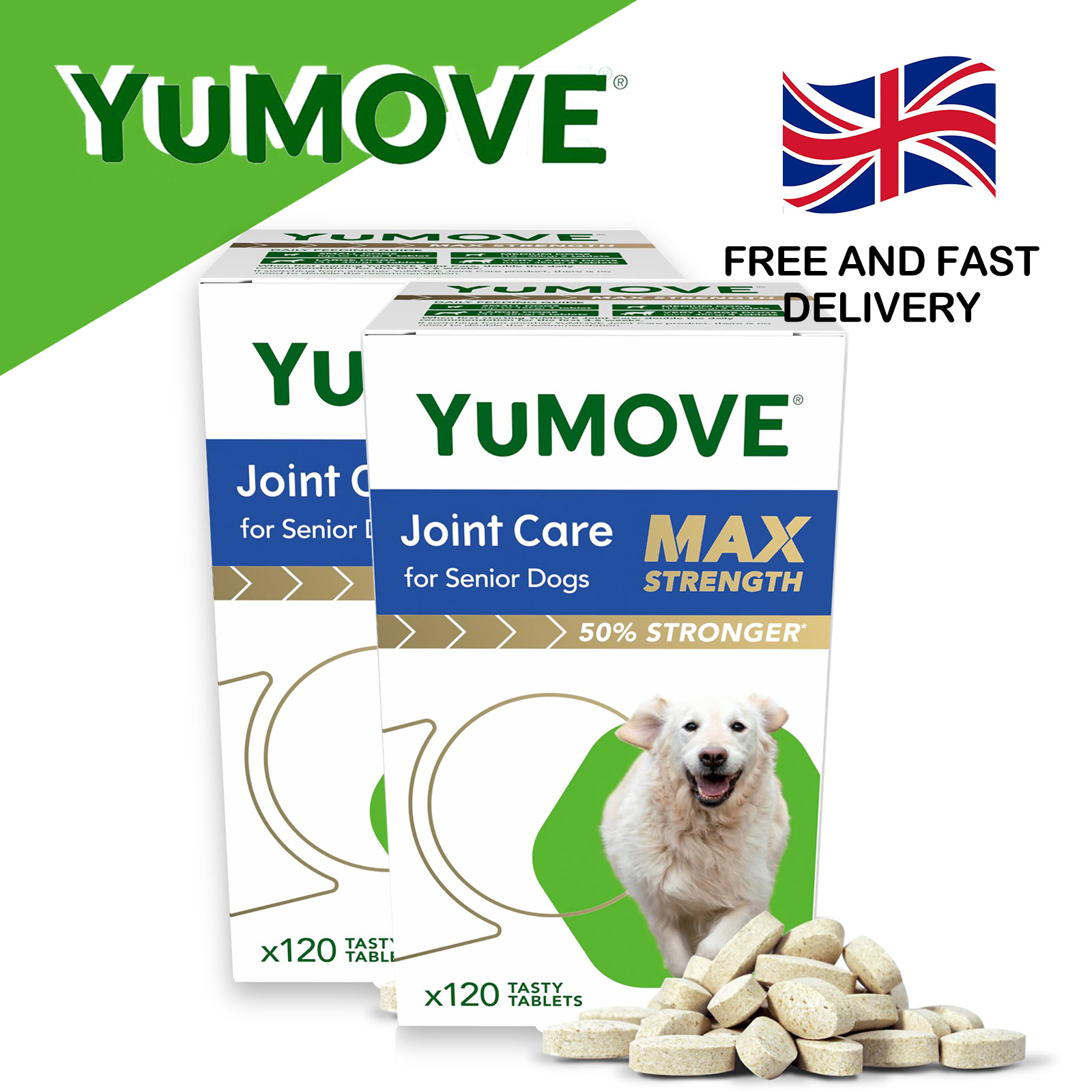 YuMOVE Joint Care PLUS MAX Strength for Senior Dogs, 120 Tablets | Maximum Strength Joint Supplement for Older, Stiff Dogs