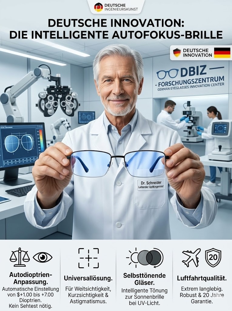 【+1.0 bis +7.0】 Revolutionäre Multi-Fokus Lesebrille aus Titan- Eine Brille für alle Sehstärken