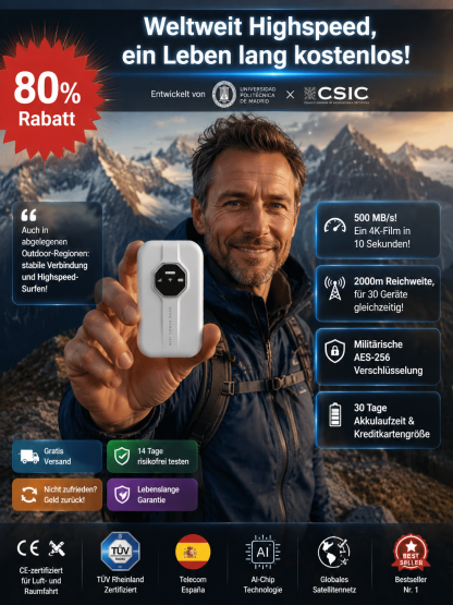 【🛜Tragbares High-Speed-WiFi】💯Einmal kaufen, lebenslang kostenlos surfen –✨Reichweite bis zu 2000 Meter –📱verbindet bis zu 30 Geräte gleichzeitig –💖lebenslange Garantie