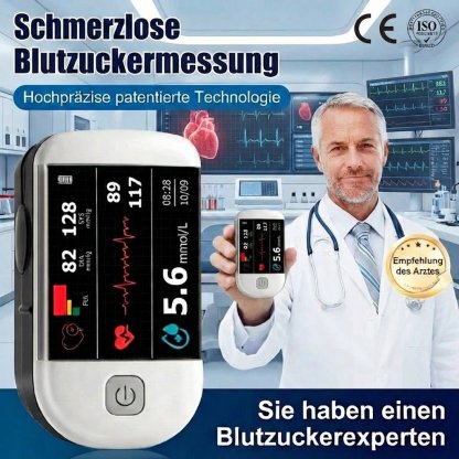 【💖Nicht-invasives Blutzucker- und Sauerstoffmessgerät】🪡Keine Nadeln erforderlich -⏱️Schnelle Messung in 3 Sekunden -✨99% Genauigkeit -👍Kompakt und tragbar