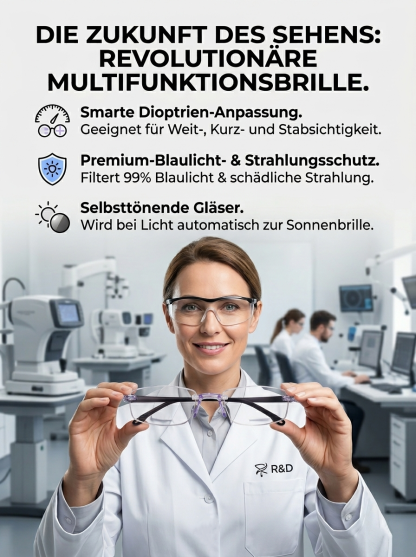 【👓Smart Zoom and Photochromic Glasses】👀Automatically adjusts lens strength based on vision needs -🕶️Darkens to sunglasses in sunlight -💻Blocks 99% of blue light and radiation