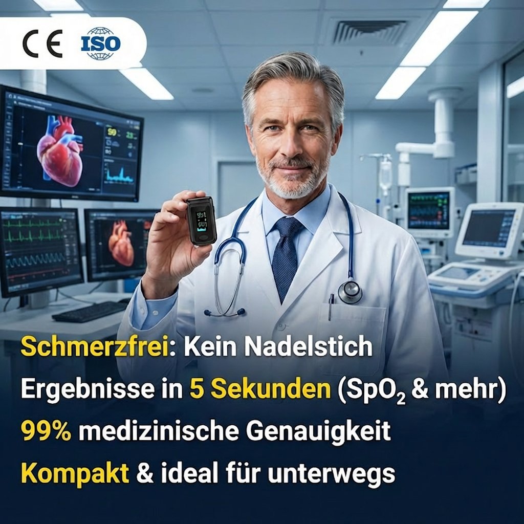 【🎁Nicht-invasives Fingerclip-Blutzucker- und Sauerstoffmessgerät】💖Kein Fingerstechen nötig -⏱️Messung in 3 Sekunden -✨Genauigkeit bis zu 99% -🌟Einfach zu bedienen, kompakt und tragbar.