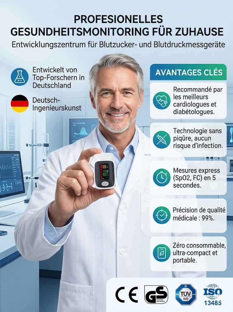 【💖Tragbares Mini-Blutzucker- und Blutsauerstoffmessgerät】🪡Keine Nadeln erforderlich -⏱️Schnelle Messung in 3 Sekunden -✨99% Genauigkeit -👍Kompakt und tragbar