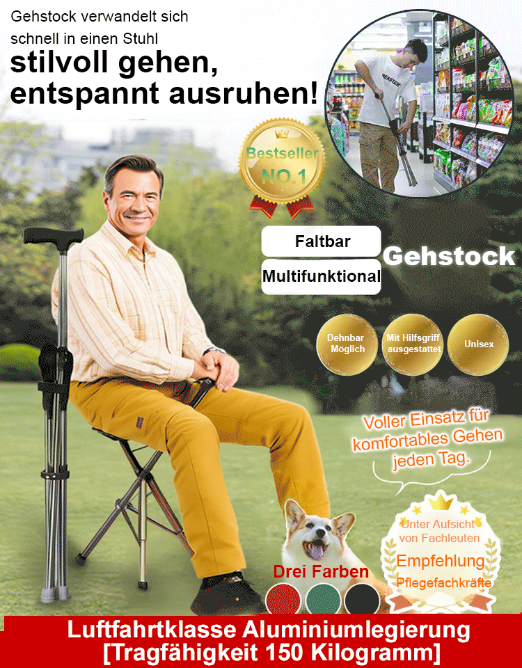 【In einer Sekunde zum Stuhl umwandelbar】Ausziehbarer Outdoor-Stockstuhl