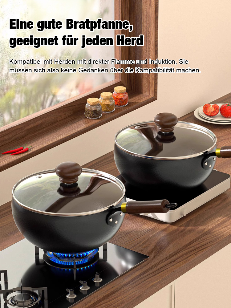 【Ohne Beschichtung, gesünder】Handgehämmerte Eisenpfanne