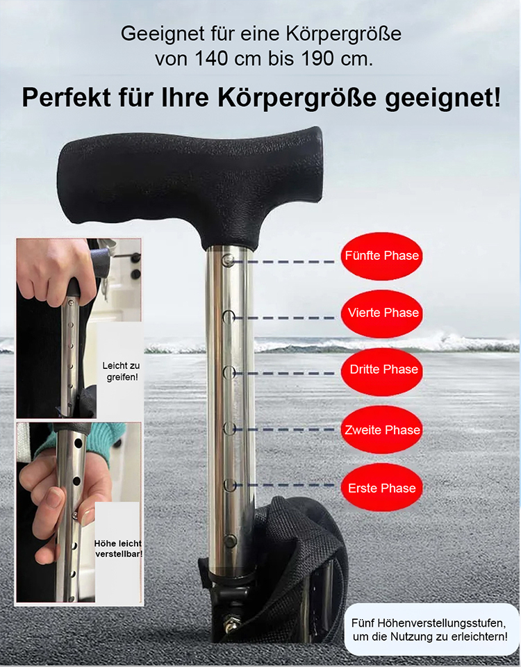 【In einer Sekunde zum Stuhl umwandelbar】Ausziehbarer Outdoor-Stockstuhl