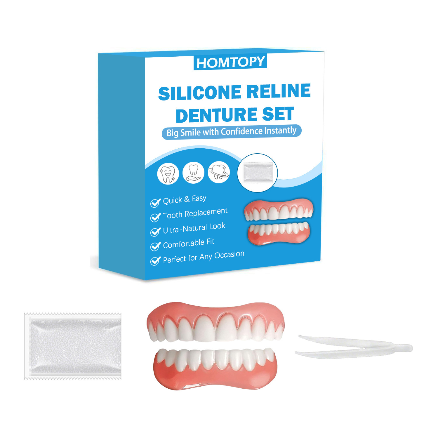 【Made in USA, FDA Approved】Custom Full Mouth Dentures Kit