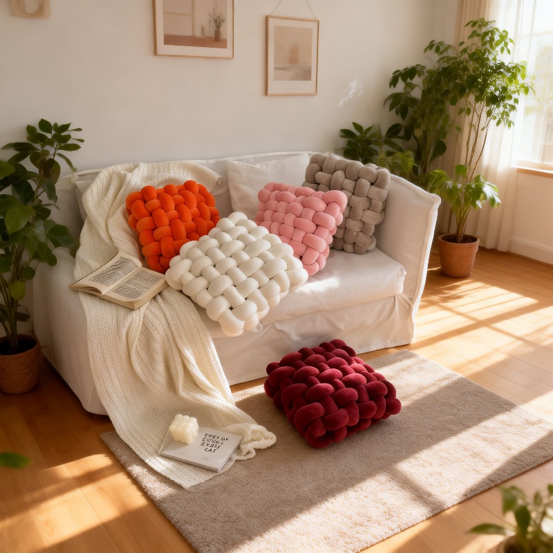 Knotenkissen und Sitzpad als elegante Wohnaccessoires