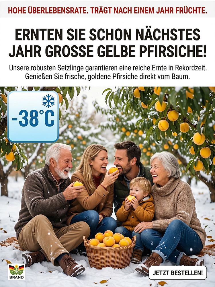 März verpasst? Ein Jahr gewartet! Ernten Sie jetzt saftig-süße Goldpfirsiche im eigenen Garten.