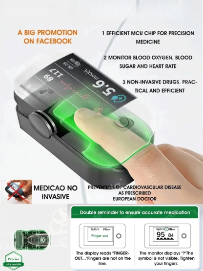 【🩺Non-Invasive Glucose and Oxygen Monitor】💝Measures blood glucose, blood pressure, and more without needles - ✨99% accuracy - 👨‍⚕️Recommended by cardiovascular experts