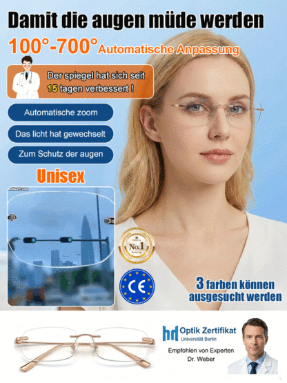 Photochrome, rahmenlose Gleitsichtbrille ohne Rand【Unisex】