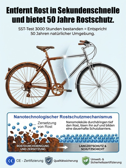 Rostfrei in 3 Sekunden! Löst Rost und erneuert Metall sofort. Über 1 Mio. mal weltweit verkauft！