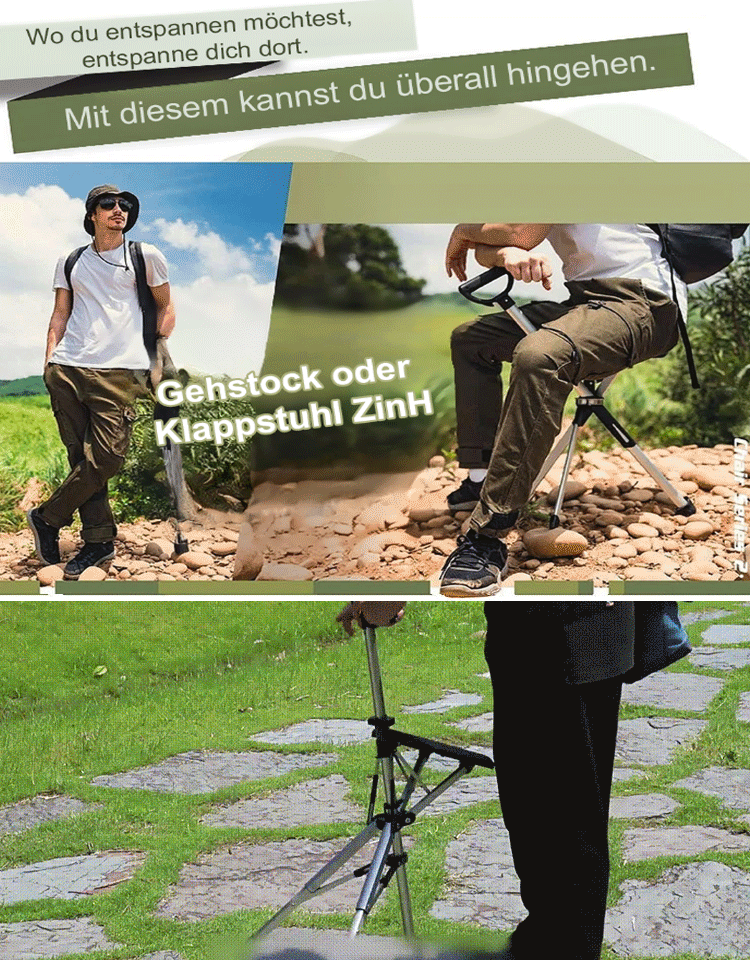 【In einer Sekunde zum Stuhl umwandelbar】Ausziehbarer Outdoor-Stockstuhl