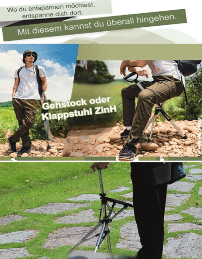 【In einer Sekunde zum Stuhl umwandelbar】Ausziehbarer Outdoor-Stockstuhl