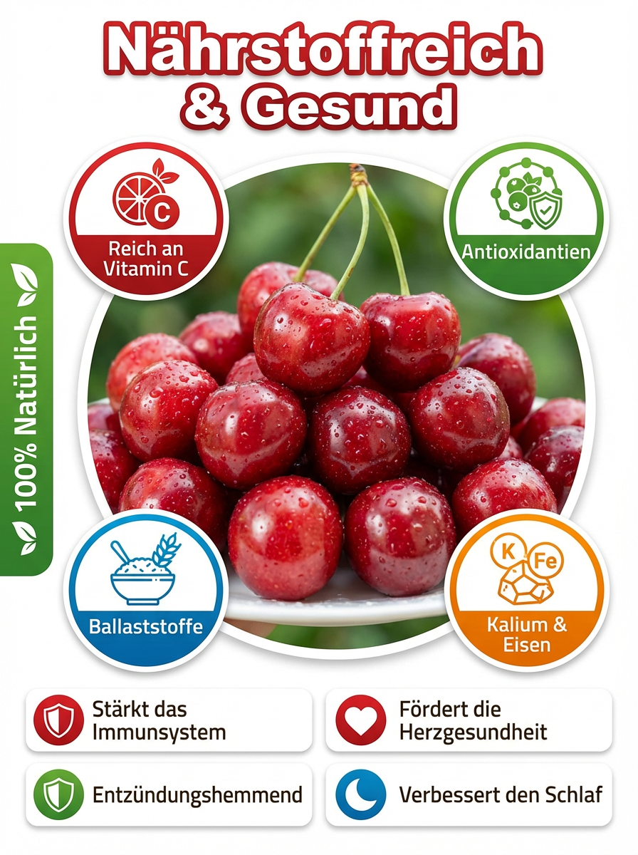 Süßkirschbaum für Anfänger: Extra große Früchte,kleiner Stein