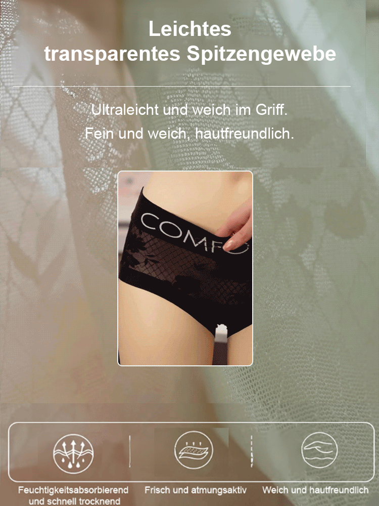 Taillenhohe, bauchformende Spitzenunterhose