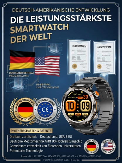 Smartband, Uhr, Kompass, Sportfunktionen, Taschenlampe, Herzfrequenzmesser