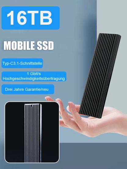 【🔥16TB Mini-Festplatte mit großer Kapazität】💌8-Sekunden-Übertragung -💖Plug-and-Play -🖐️Handflächengröße -💻Kompatibel mit verschiedenen Geräten