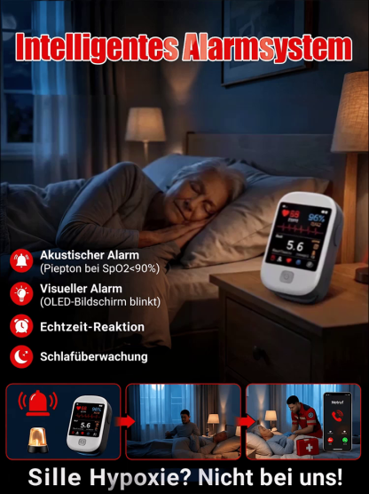 【Tragbares Blutzucker- & Pulsoximeter】3-Sekunden-Messung - 99 % Genauigkeit – ISO-geprüft