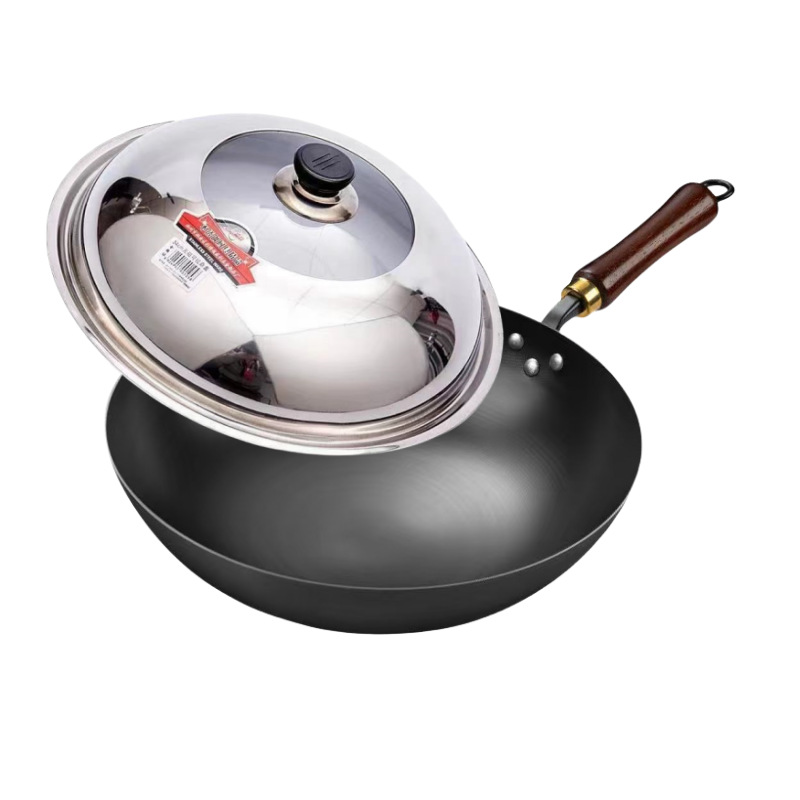 【Ohne Beschichtung, gesünder】Handgehämmerte Eisenpfanne