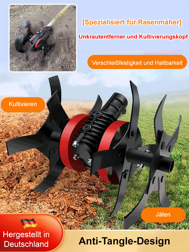 【Spezial für Rasenmäher】 Universelles Rad zum Auflockern und Unkrautentfernen