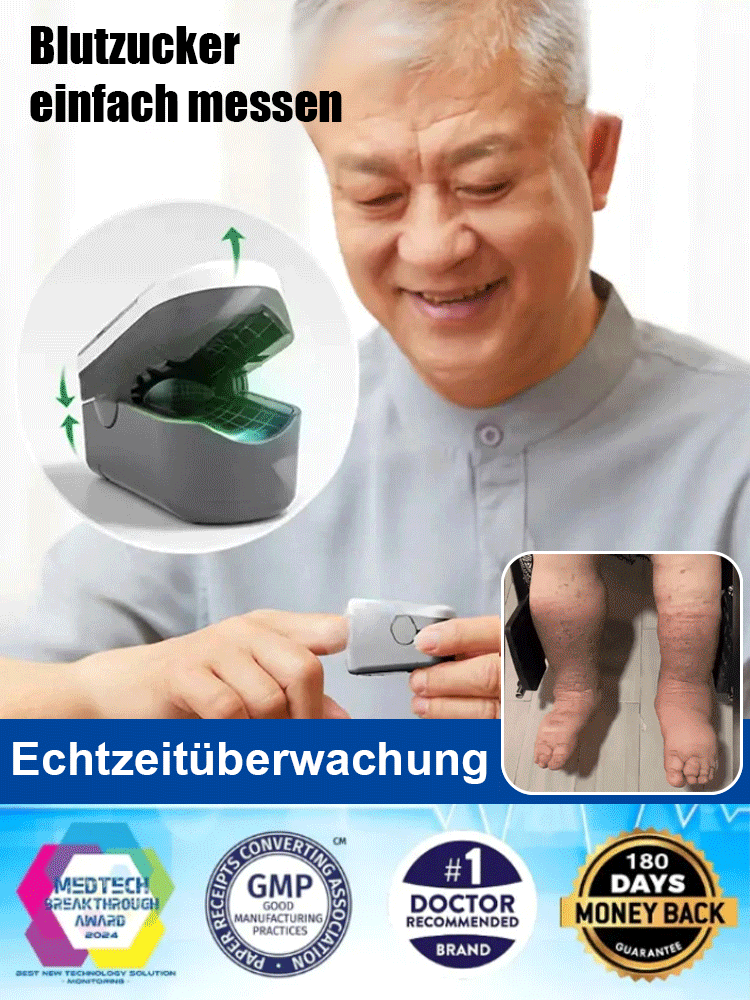 【Ohne Nadelstich】Fingerclip-Blutzucker- und Sauerstoffmessgerät
