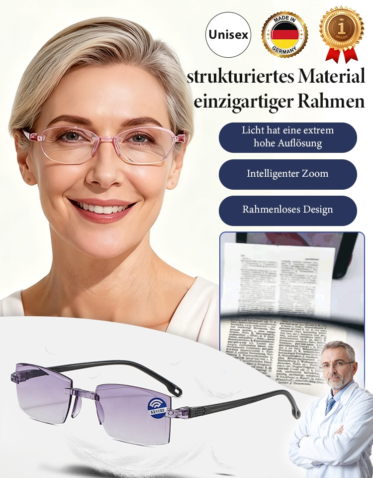 Unisex randlose Lesebrille mit Blaulichtfilter