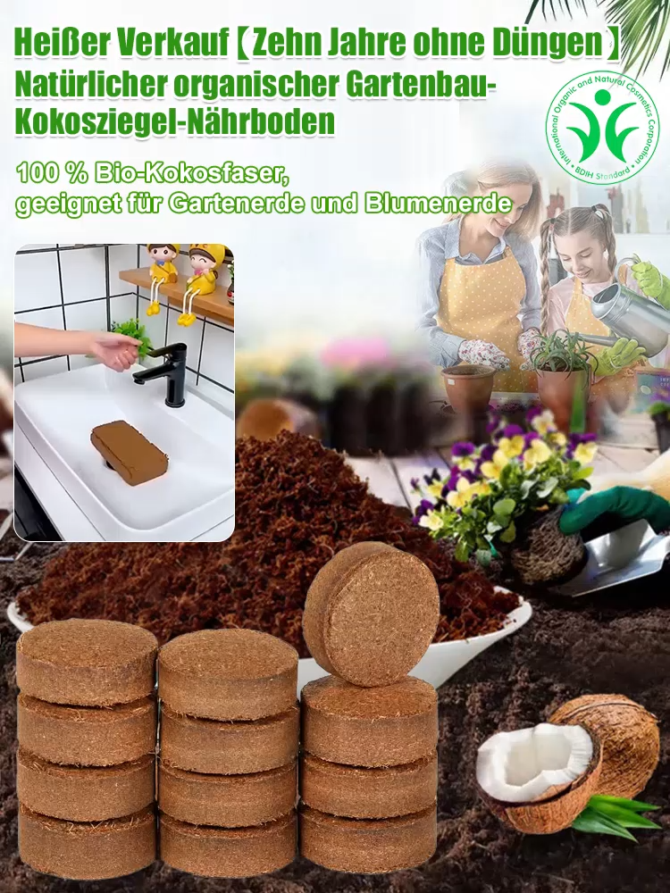 【Zehn Jahre ohne Düngung】Garten Kokosziegel Nährboden