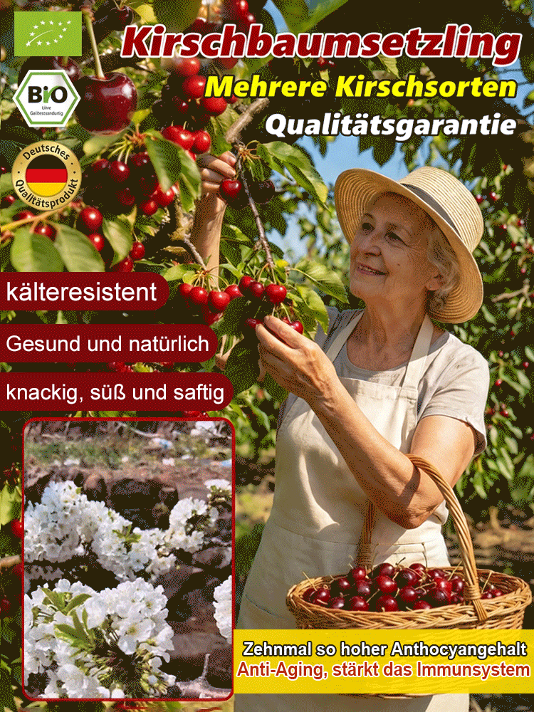 Süßkirschbaum für Anfänger: Extra große Früchte,kleiner Stein