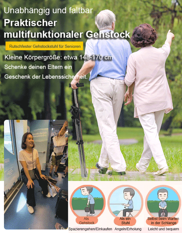 【In einer Sekunde zum Stuhl umwandelbar】Ausziehbarer Outdoor-Stockstuhl