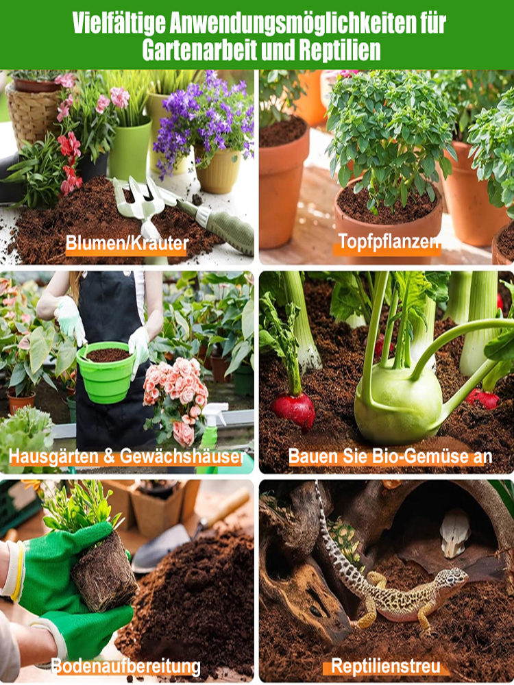 【Zehn Jahre ohne Düngung】Garten Kokosziegel Nährboden