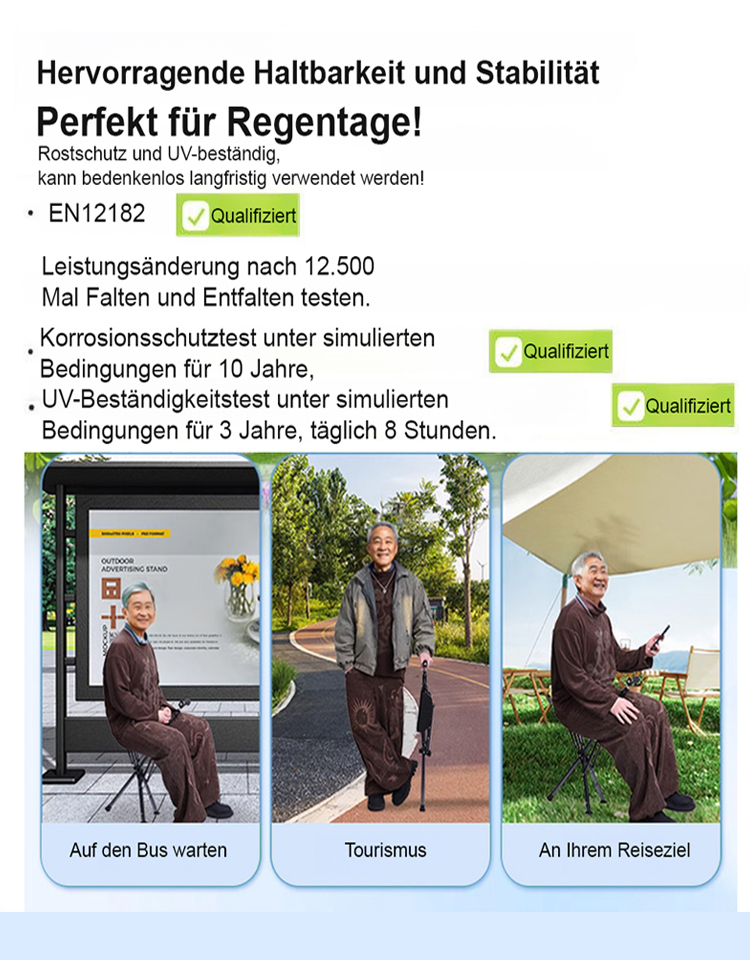 【In einer Sekunde zum Stuhl umwandelbar】Ausziehbarer Outdoor-Stockstuhl