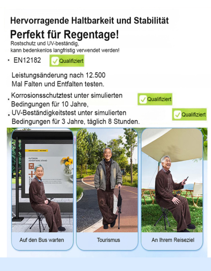 【In einer Sekunde zum Stuhl umwandelbar】Ausziehbarer Outdoor-Stockstuhl