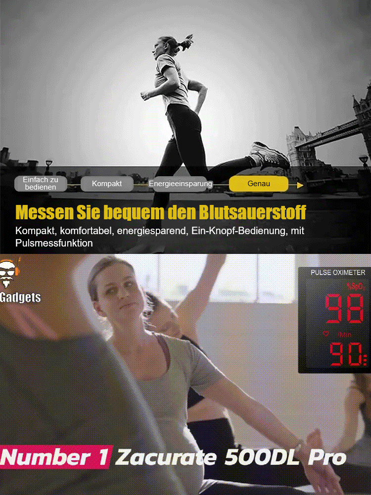 Nicht-invasives Finger-Clip Herzfrequenz- und Pulsoximeter