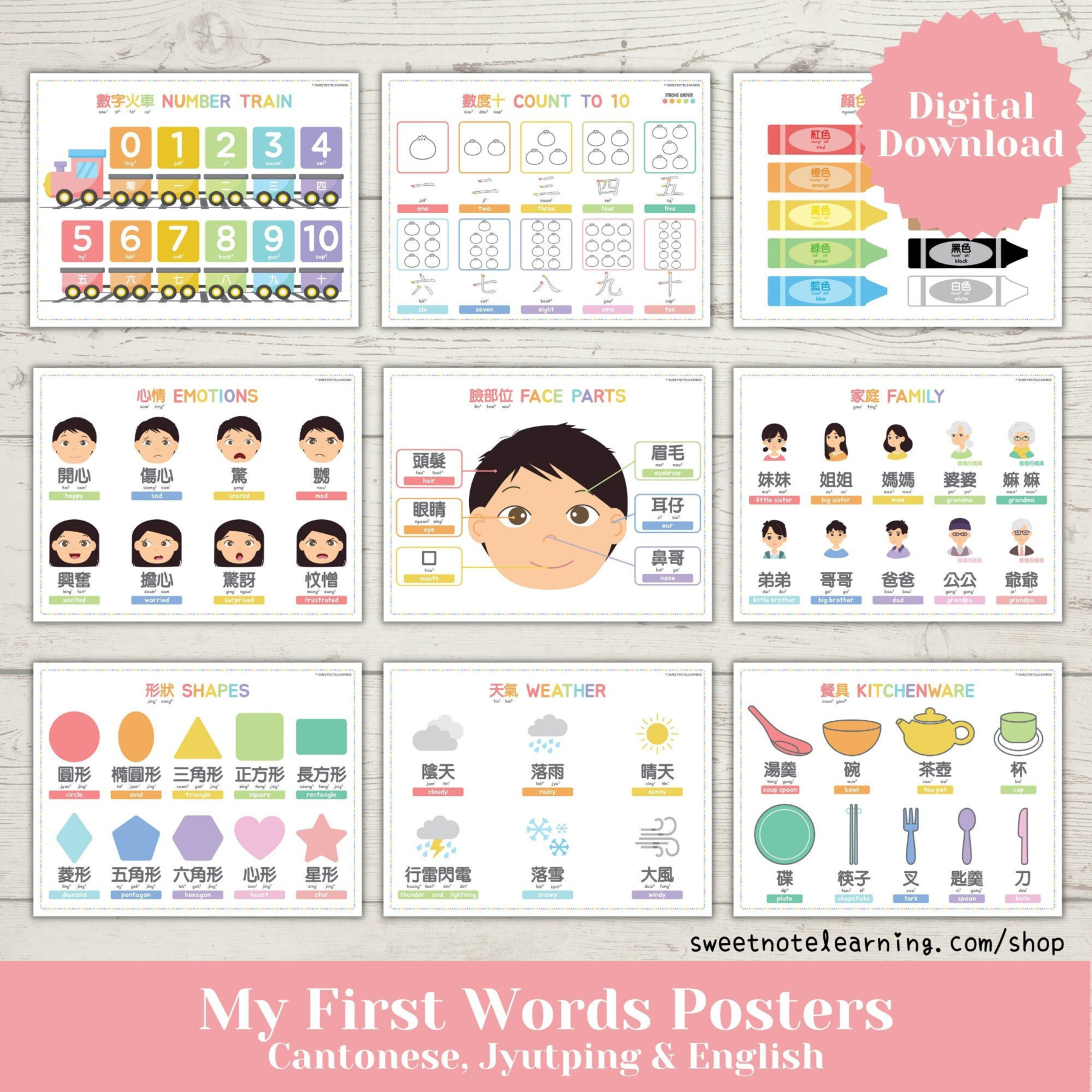 Bilingual Chinese First Words Posters