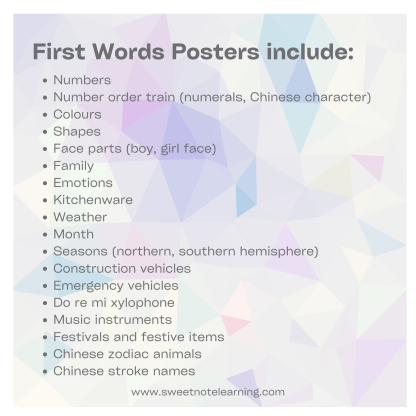 Bilingual Chinese First Words Posters