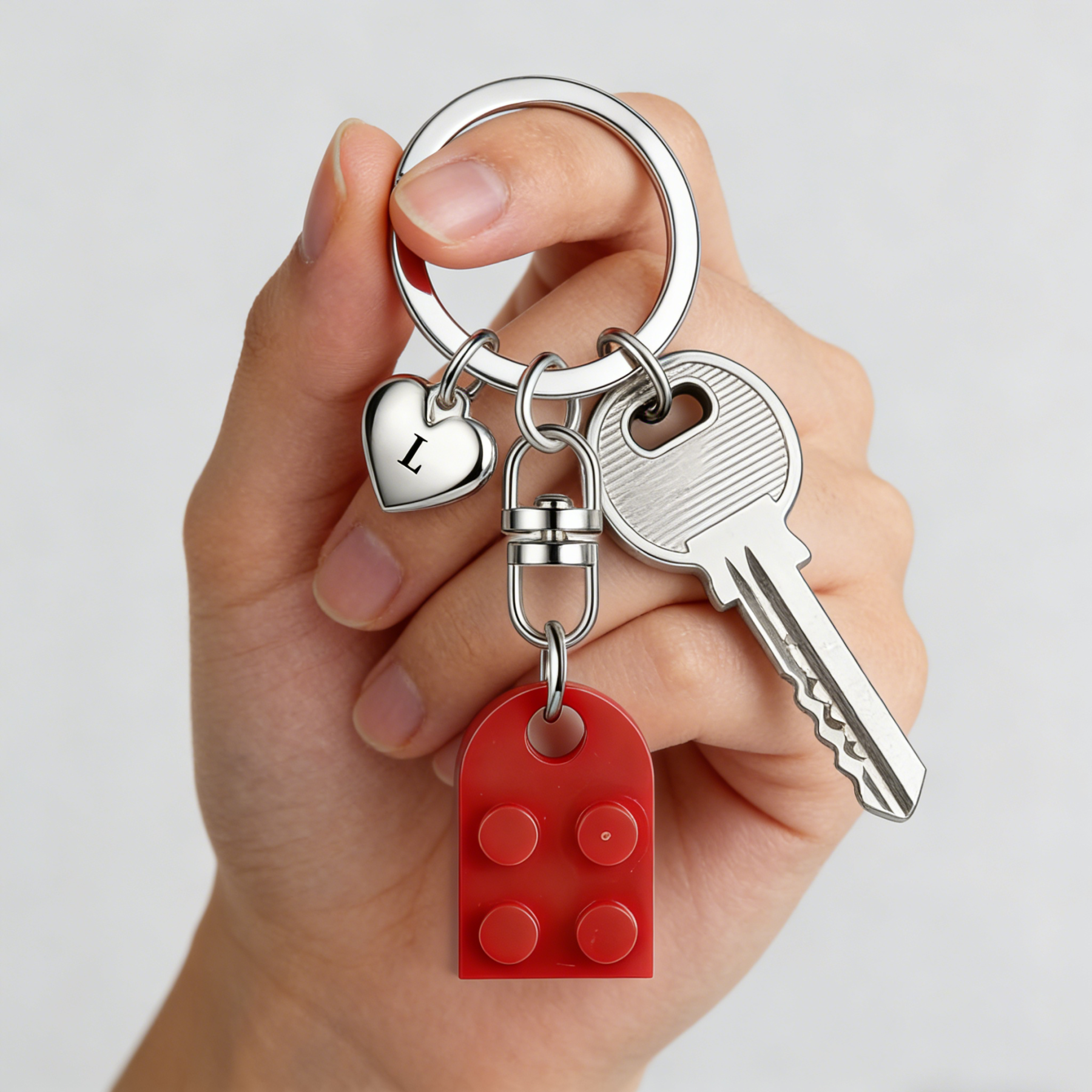 Brick Heart Keyring Set Custom 2 Letters Matching Couple Keychain Valentine's Day Gifts For Couples/Friends