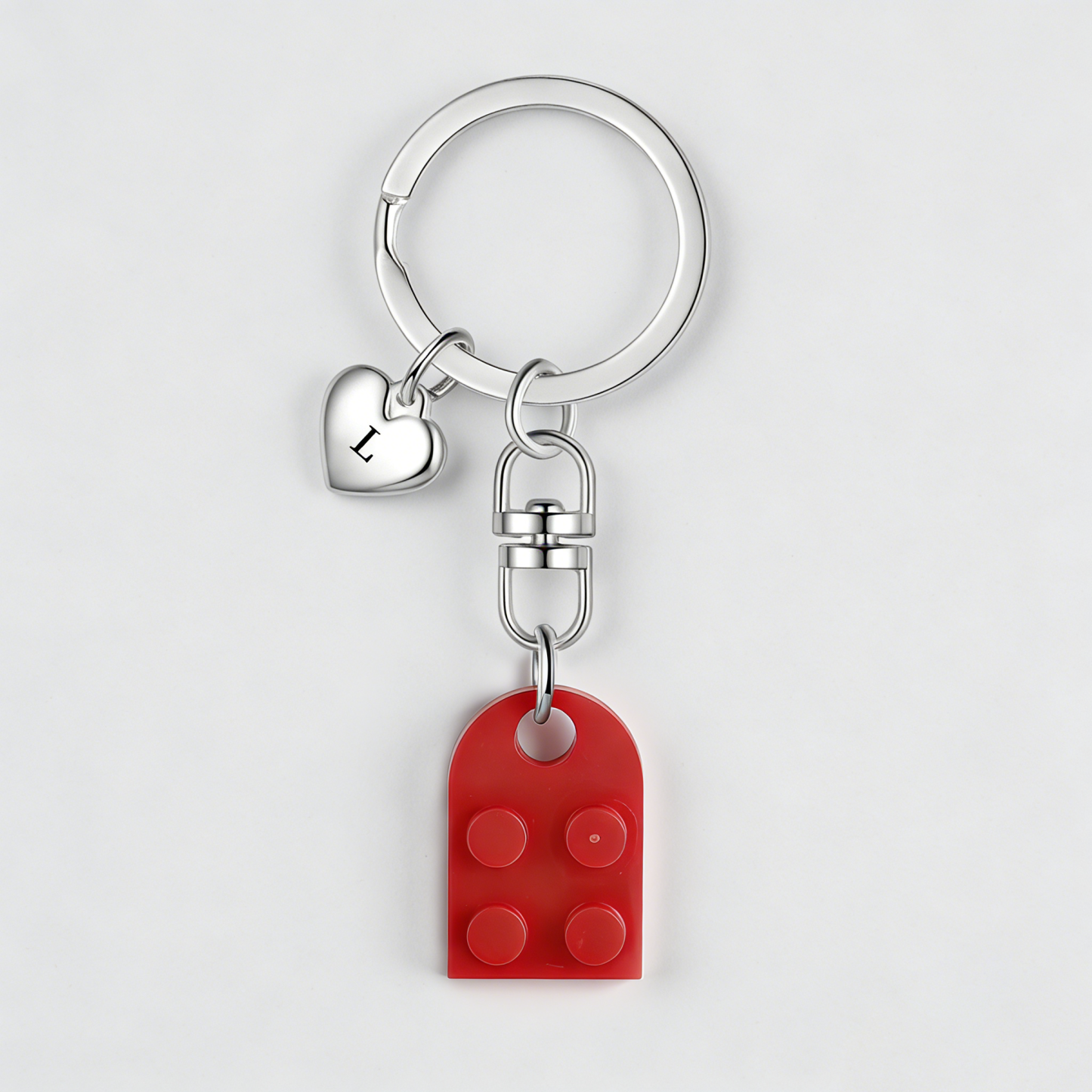 Brick Heart Keyring Set Custom 2 Letters Matching Couple Keychain Valentine's Day Gifts For Couples/Friends