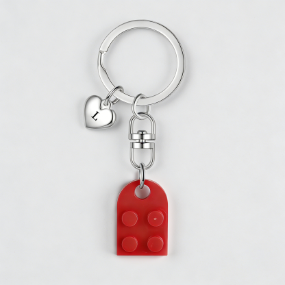 Brick Heart Keyring Set Custom 2 Letters Matching Couple Keychain Valentine's Day Gifts For Couples/Friends