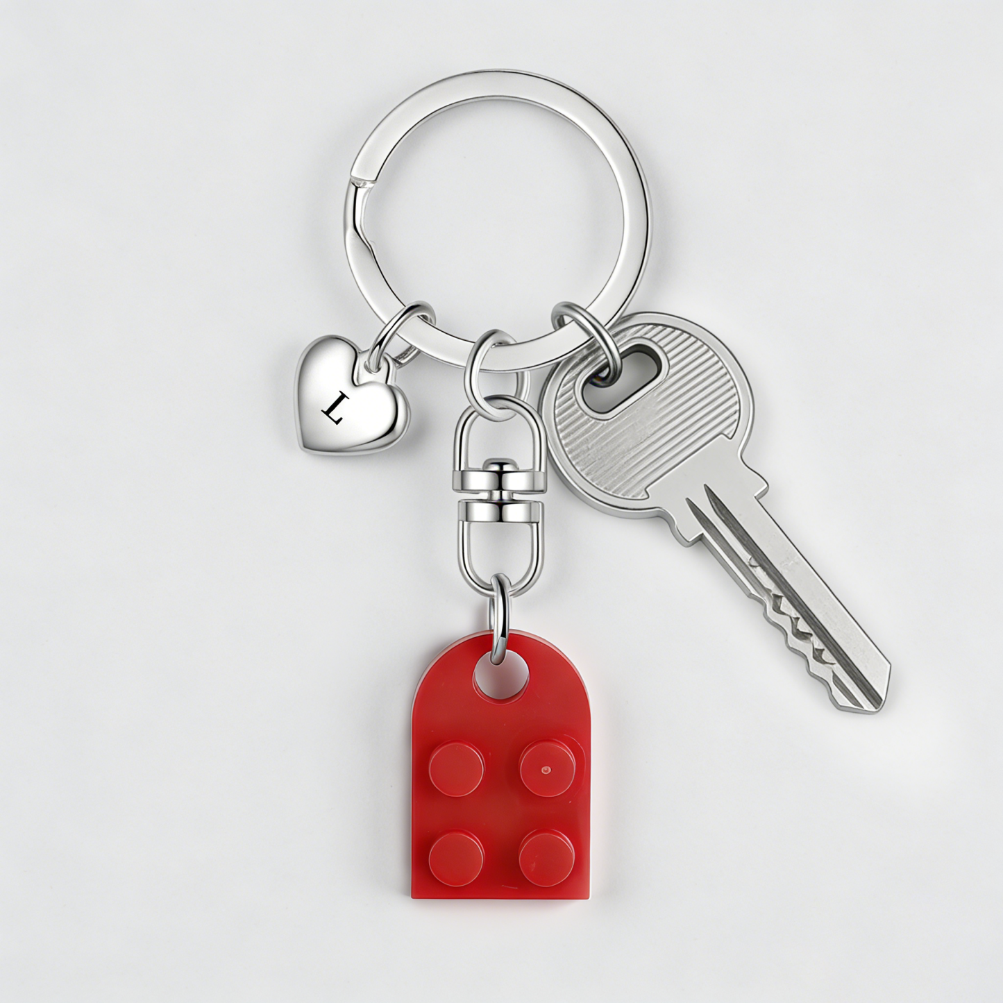 Brick Heart Keyring Set Custom 2 Letters Matching Couple Keychain Valentine's Day Gifts For Couples/Friends