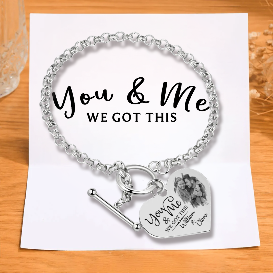 Personalised Photo Bracelet Set You & Me We Got This Custom 1 Photo & 