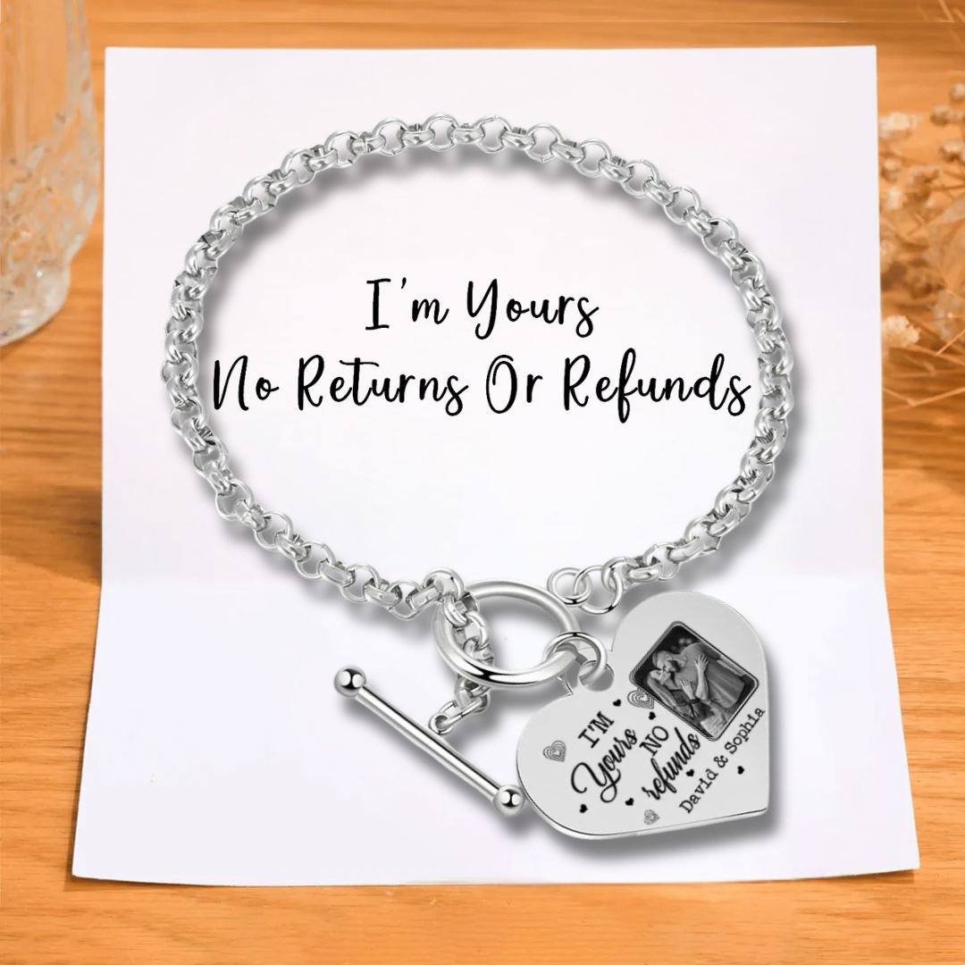 Personalised Photo Bracelet Set I’m Yours No Returns or Refunds Gift f