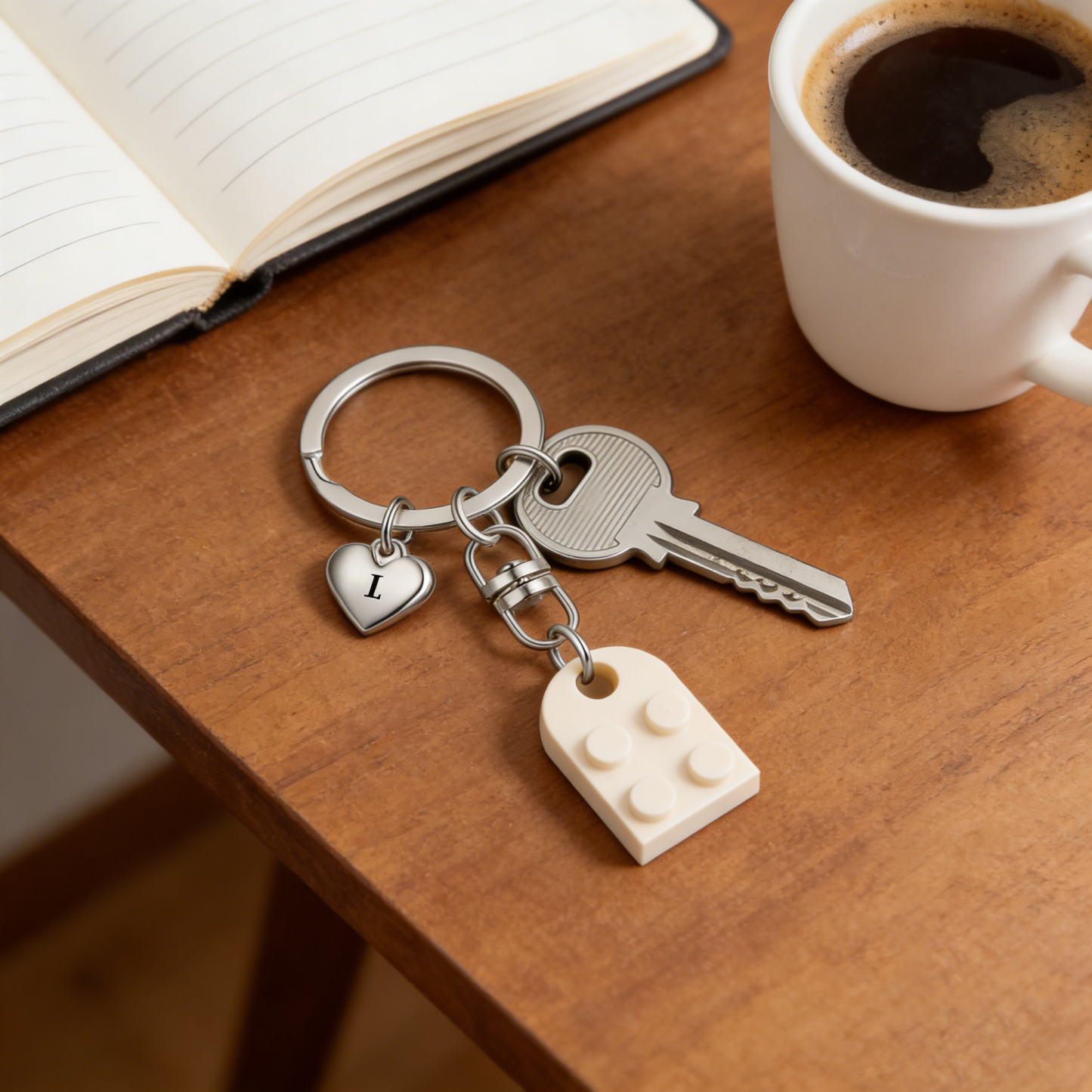 Brick Heart Keyring Set Custom 2 Letters Matching Couple Keychain Valentine's Day Gifts For Couples/Friends