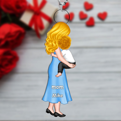 Personalized Mum & Child Acrylic Keyring, Custom 2 Names Keyring Gift For Mum | Lorajewel